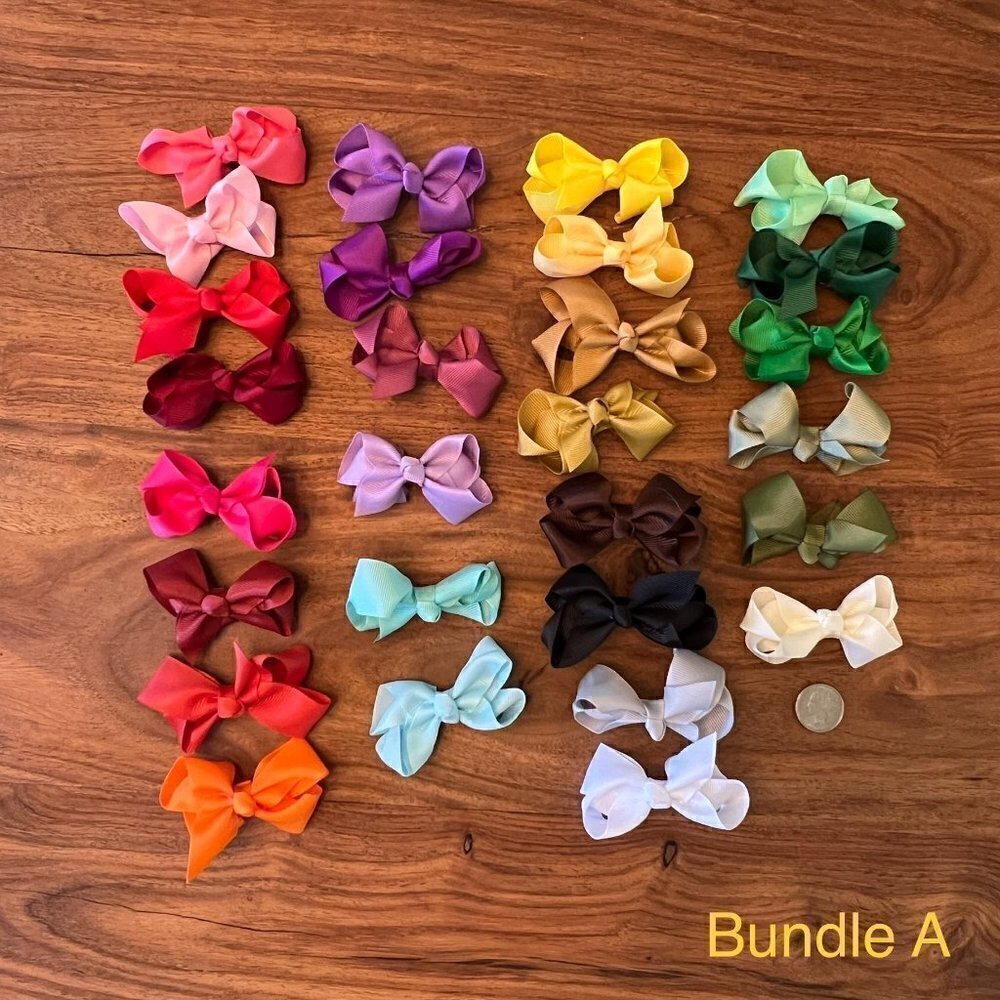 Grosgrain Ribbon Bow x28 Assorted Colors Bundle A